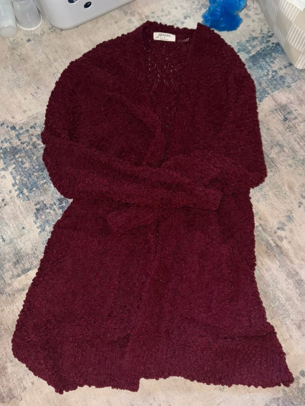 Zenana Outfitters Off-Shoulder Burgundy Plush Sweater